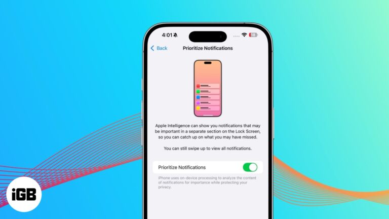 Priority Notifications feature enabled on an iPhone.