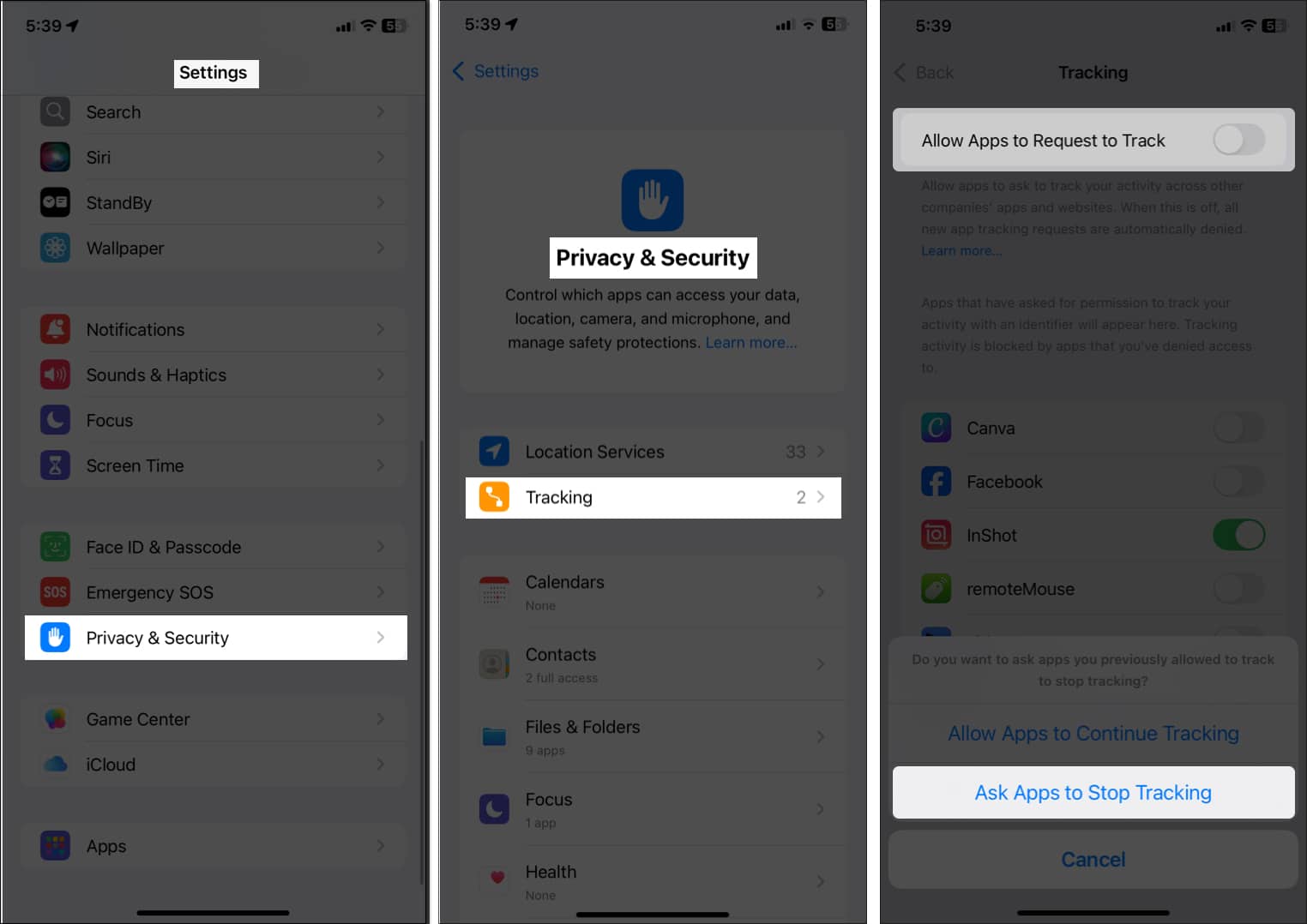block all apps from tracking on iphone